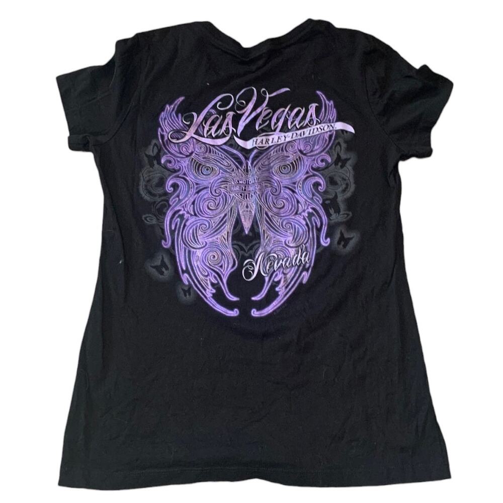 Harley Davidson motorcycles graphic tee woman’s medium butterfly glitter sh